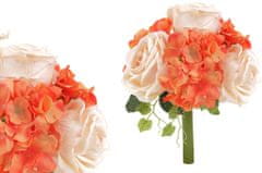 Autronic Hortenzija in vrtnice, Puget, barve Oranžna in smetano. Umetna roža. KN5123-MIX2