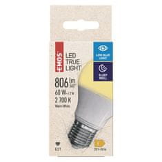 Emos LED True Light žarnica, 7,2 W, E27, topla bela