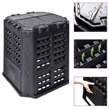 shumee vidaXL Vrtni kompostnik črn 68,9x68,9x83,9 cm 360 L