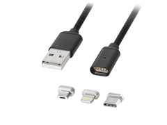 Krüger&Matz USB kabel magnetni 3/1, micro USB, USB-C, Ilighting, 1m
