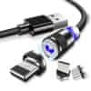 Univerzalni magnetni polnilni kabel 3v1, vrtljiv polnilni kabel, magnetni polnilnik, enostavno polnenje telefona, trpežen kabel, 3 različni priključki (USB C, Lightning, Micro USB), 1m dolžine - Kabli