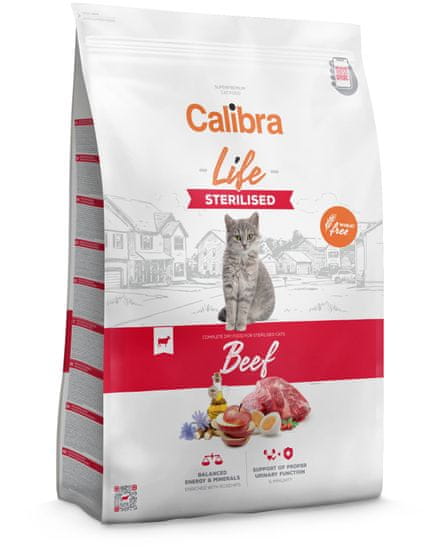 Calibra suha hrana za mačke, Sterilised, govedina, 6 kg