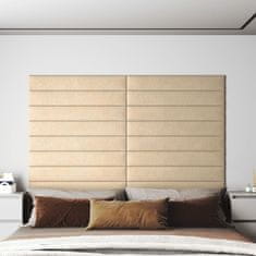 shumee vidaXL Stenski paneli 12 kosov krem 90x15 cm blago 1,62 m²