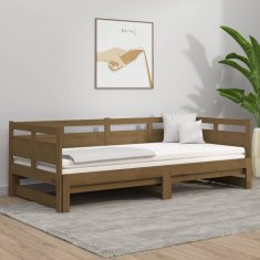 Vidaxl Izvlečna dnevna postelja medeno rjava borovina 2x(80x200) cm