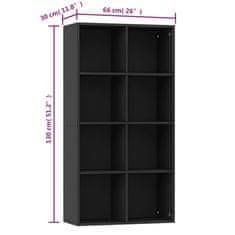 Vidaxl Knjižna omara / komoda črna 66x30x130 cm iverna plošča