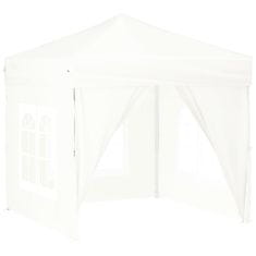 Vidaxl Zložljiv vrtni šotor s stranicami bel 2x2 m