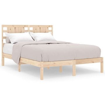 Vidaxl Posteljni okvir iz trdnega lesa 135x190 cm