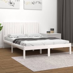 Vidaxl Posteljni okvir bel iz trdne borovine 160x200 cm