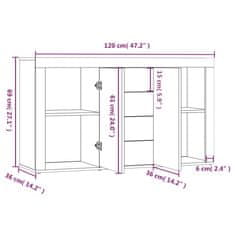 Vidaxl Komoda dimljeni hrast 120x36x69 cm konstruiran les