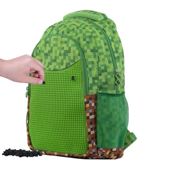 Pixie Crew Minecraft ustvarjalna šolska torba, zeleno-rjav
