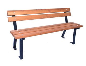 Rojaplast Robustna Parkovna Klop Kovinska z Leseno Sedalno Ploščo - 150 cm