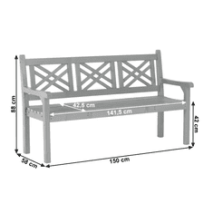 KONDELA Lesena vrtna klop, siva, 150 cm, FABLA