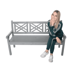KONDELA Lesena vrtna klop, siva, 150 cm, FABLA