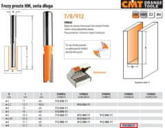 CMT Ravni rezalnik dolge dolžine D=8 I=31,7 L=75 S=12