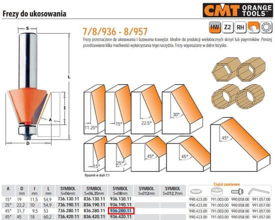 CMT Frezalo z ležajem Hm A=45 D=31,7 I=9,5 S=8