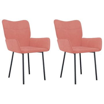 Vidaxl Jedilni stoli 2 kosa roza žamet