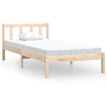 Vidaxl Posteljni okvir iz trdne borovine 75x190 cm UK Small Single