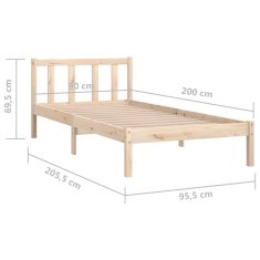 Vidaxl Posteljni okvir iz trdne borovine 90x200 cm