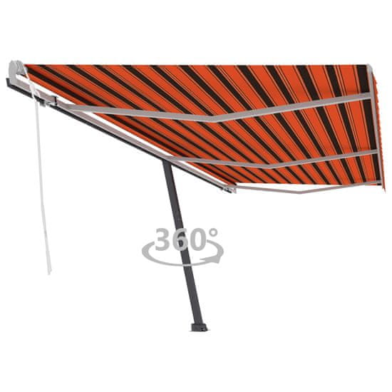 Vidaxl Prostostoječa ročno zložljiva tenda 600x300 cm oranžna/rjava