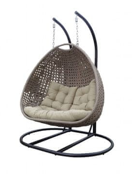 Dimenza Barcelona viseča gugalnica za 2 osebi z blazinami, siva, nosilnost 200 kg