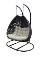 Dimenza Barcelona viseča gugalnica za 2 osebi z blazinami, siva, nosilnost 200 kg