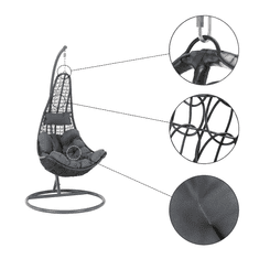 eoshop Viseči fotelj Kalea 2 NEW s stojalom, siv/svetlo siv, 130 kg, za notranje in zunanje prostore
