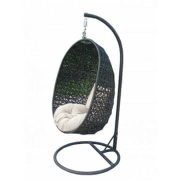 Dimenza Viseči vrtni stol Barcelona iz umetnega ratana s stojalom, temno rjav, 120 kg