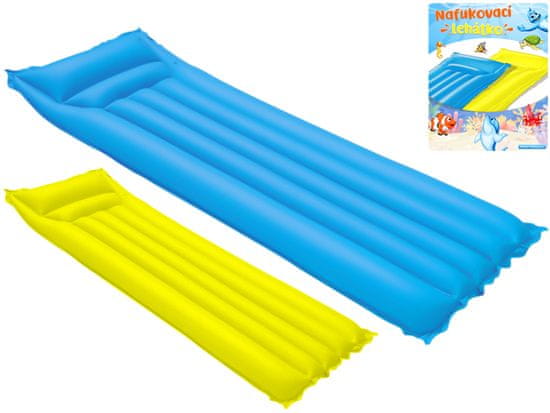 Napihljiv ležalnik 183x69 cm max 80 kg - mešanica barv (rumena, modra)