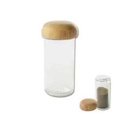 Orion Steklenička za začimbe iz stekla / lesen pokrovček 80ml