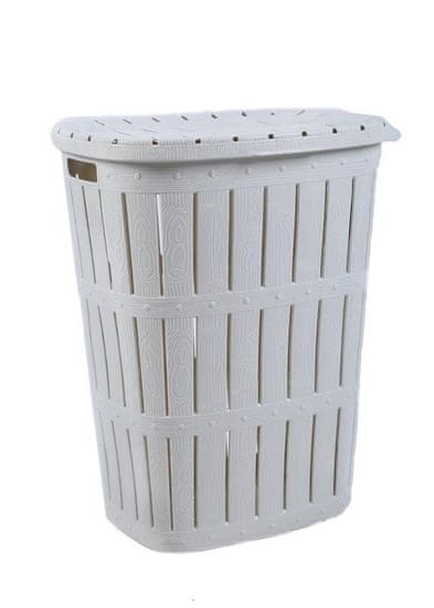 Poly Time Košara za perilo 55L WOOD kremasta
