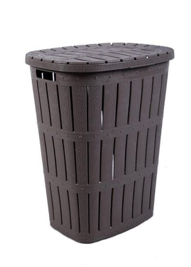 Poly Time Koš za perilo 55L WOOD latte