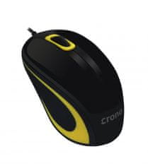 Crono CM643Y - optična miška, USB, črna + rumena
