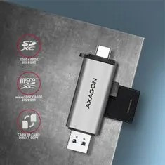 AXAGON CRE-SAC, zunanji bralnik kartic SD/microSD USB3.2 Gen 1 Type-C + Type-A, podpora UHS-I