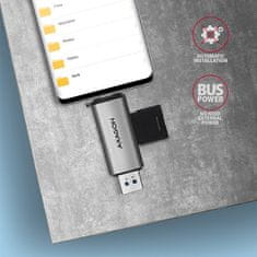 AXAGON Bralnik pomnilniških kartic CRE-SAC, USB-C, SD