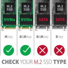 AXAGON EEM2-UG2, USB-C 3.2 Gen 2 - M.2 NVMe SSD kovinska škatla, dolžina 42 do 80 mm