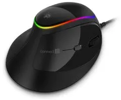 Connect IT GAME FOR HEALTH RGB ergonomska navpična miška, žična, Črna