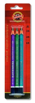 Koh-i-Noor svinčnik trikotni grafit debel 2B,4B,6B komplet 3 kosov kovinski