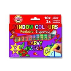 Koh-i-Noor barve za steklo 12x10ml (10 barv + 2 obrisa)