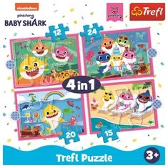 Trefl Puzzle Baby Shark - Družina 4v1 (12,15,20,24 kosov)