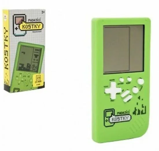 Teddies Digitalna igra Padajoči bloki sestavljanka iz plastike 7x14cm zelena na baterije z zvokom v škatli 7,5x14,5