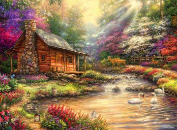 Grafika Puzzle Zavetje na bregu potoka 4000 kosov