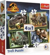Trefl Puzzle Jurski svet: Dominacija 4 v 1 (35,48,54,70 kosov)