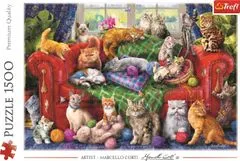 Trefl Puzzle Mačke na kavču 1500 kosov
