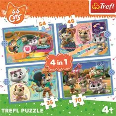 Trefl Puzzle 44 mačk: Mačja ekipa 4 v 1 (35,48,54,70 kosov)