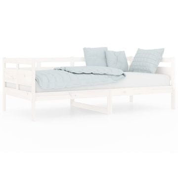 Vidaxl Dnevna postelja bela trdna borovina 90x190 cm