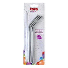 Toro KOMPLET EKOLOŠKIH SLAMIC IZ NERJAVEČEGA JEKLA 4 KOSI + 1 KOS ČISTILNE KRTAČE