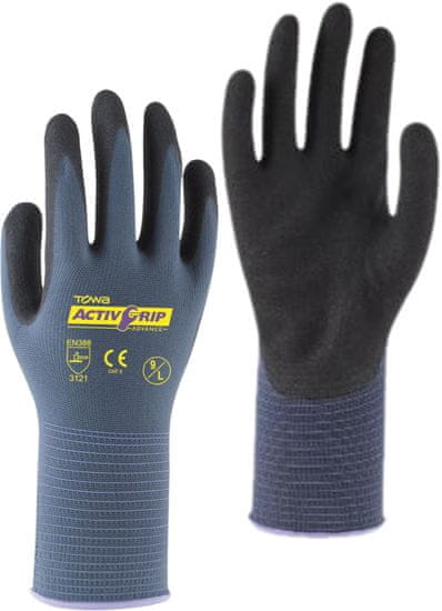 Rosteto AktivGrip Advance rokavice sive/vijolične velikosti 8/M - 1 par