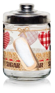 CERVE STEKLENI KOZAREC S POKROVOM ZA SLADKOR 800ML, VALENTINA DEC.SRD