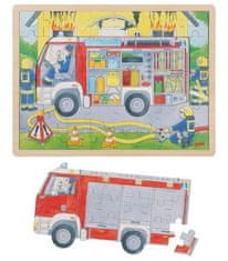 Goki Večplastna lesena sestavljanka Gasilci na delu 59 kosov