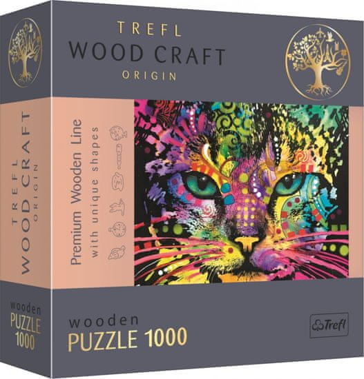 Trefl Wood Craft Origin Puzzle Barvna mačka 1000 kosov
